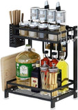 Kitchen & Bathroom DIY: CARLA HOME 2-Tier Kitchen Spice Rack Organizer Storage Shelf for Condiments, Oil Bottles, Utensils, Cutting Board & More
