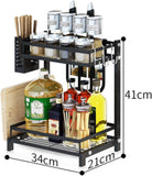 Kitchen & Bathroom DIY: CARLA HOME 2-Tier Kitchen Spice Rack Organizer Storage Shelf for Condiments, Oil Bottles, Utensils, Cutting Board & More