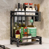 Kitchen & Bathroom DIY: CARLA HOME 2-Tier Kitchen Spice Rack Organizer Storage Shelf for Condiments, Oil Bottles, Utensils, Cutting Board & More