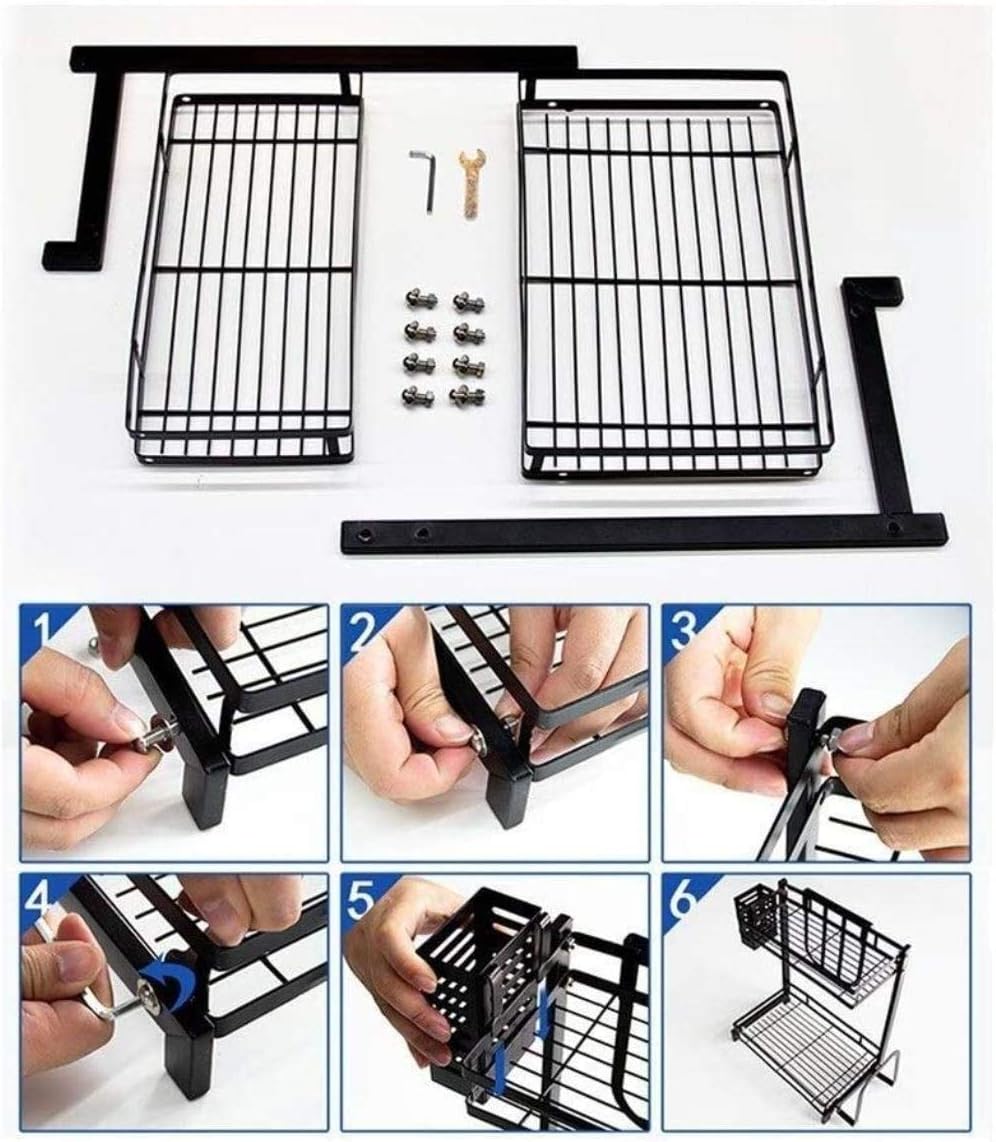 Kitchen & Bathroom DIY: CARLA HOME 2-Tier Kitchen Spice Rack Organizer Storage Shelf for Condiments, Oil Bottles, Utensils, Cutting Board & More