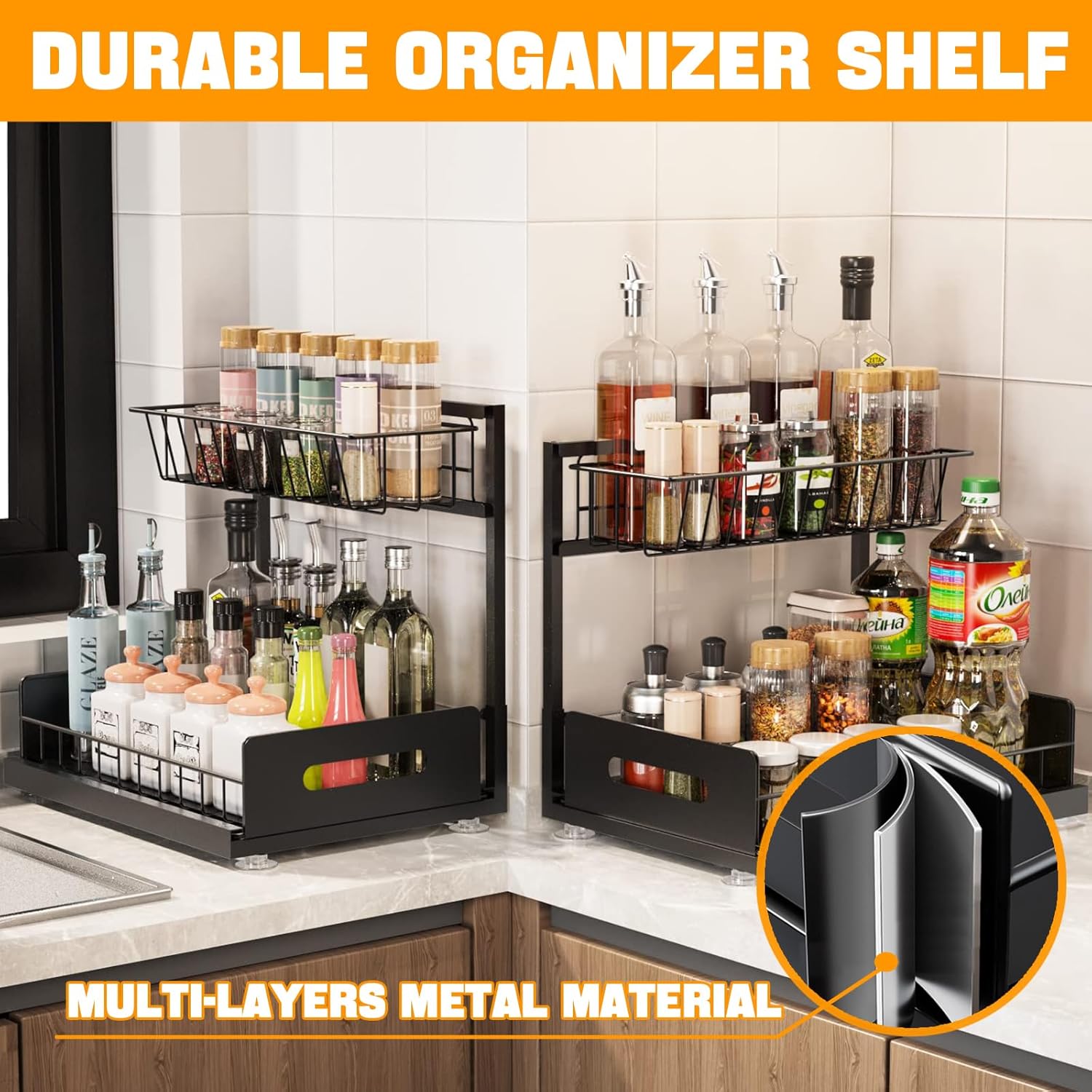 Kitchen & Bathroom DIY: CARLA HOME 2 Pack Under Sink Organiser with Sliding Drawers for Kitchen & Bathroom