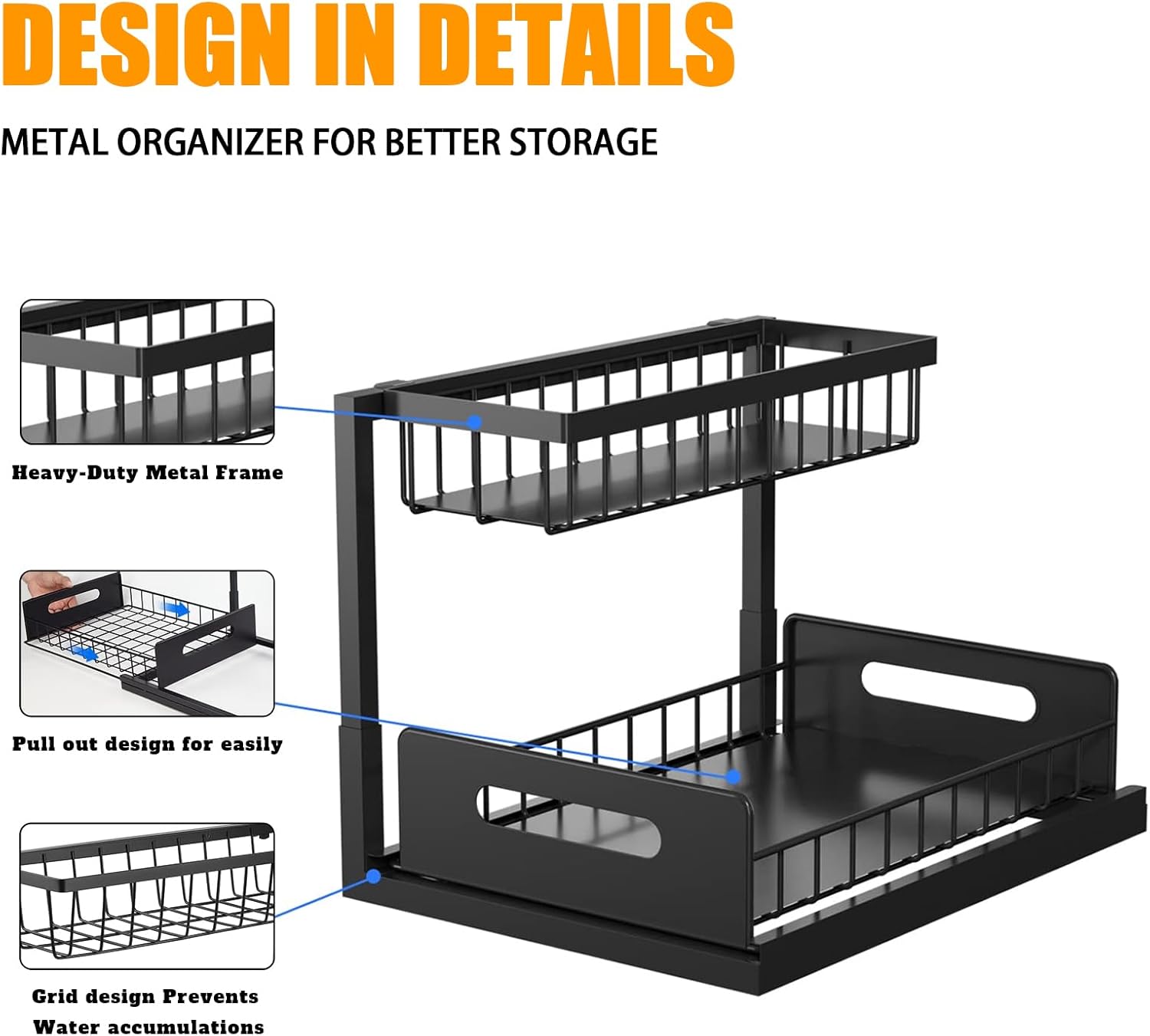 Kitchen & Bathroom DIY: CARLA HOME 2 Pack Under Sink Organiser with Sliding Drawers for Kitchen & Bathroom
