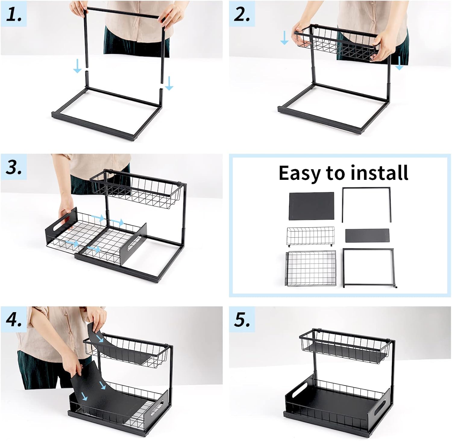 Kitchen & Bathroom DIY: CARLA HOME 2 Pack Under Sink Organiser with Sliding Drawers for Kitchen & Bathroom
