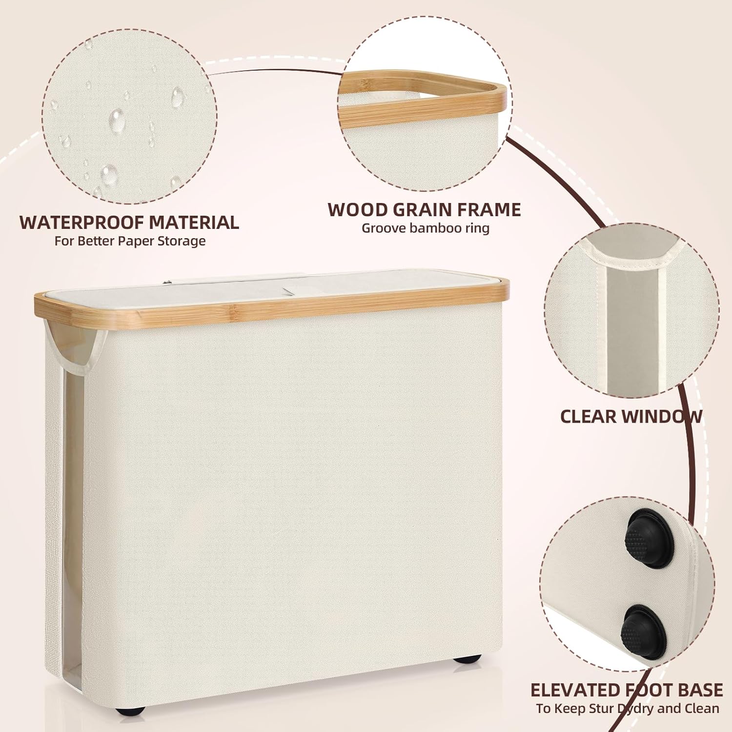 Kitchen & Bathroom DIY: CARLA HOME 2 Pack Toilet Paper Storage Basket Holds Up to 12 Rolls with Bamboo Lid and Handle for RV Closet (White)