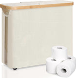 Kitchen & Bathroom DIY: CARLA HOME 2 Pack Toilet Paper Storage Basket Holds Up to 12 Rolls with Bamboo Lid and Handle for RV Closet (White)