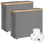 Kitchen & Bathroom DIY: CARLA HOME 2 pack Toilet Paper Storage Basket Holds Up to 12 Rolls with Bamboo Lid and Handle for RV Closet (Grey)