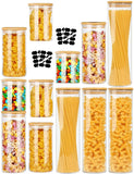 Food Storage: CARLA HOME 12 Pack Glass Storage Jars with Bamboo Lids for Kitchen Pantry, Pasta, Snacks, Cookies, Candy & More