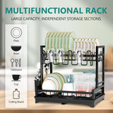 Kitchen & Bathroom DIY: CARLA HOME Dish Drying Rack 2-Tier Kitchen Drainer with Drainboard