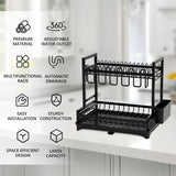 Kitchen & Bathroom DIY: CARLA HOME Dish Drying Rack 2-Tier Kitchen Drainer with Drainboard