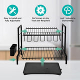 Kitchen & Bathroom DIY: CARLA HOME Dish Drying Rack 2-Tier Kitchen Drainer with Drainboard