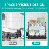 Kitchen & Bathroom DIY: CARLA HOME Dish Drying Rack 2-Tier Kitchen Drainer with Drainboard