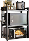 Kitchen & Bathroom DIY: CARLA HOME 3-Tier Microwave Oven Rack with Adjustable Metal Kitchen Shelf Stand for Countertop Storage and 6 Hooks for Utensils