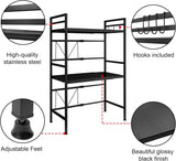 Kitchen & Bathroom DIY: CARLA HOME 3-Tier Microwave Oven Rack with Adjustable Metal Kitchen Shelf Stand for Countertop Storage and 6 Hooks for Utensils