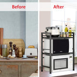 Kitchen & Bathroom DIY: CARLA HOME 3-Tier Microwave Oven Rack with Adjustable Metal Kitchen Shelf Stand for Countertop Storage and 6 Hooks for Utensils