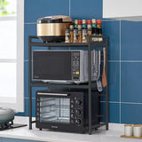 Kitchen & Bathroom DIY: CARLA HOME 3-Tier Microwave Oven Rack with Adjustable Metal Kitchen Shelf Stand for Countertop Storage and 6 Hooks for Utensils