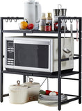 Kitchen & Bathroom DIY: CARLA HOME 3-Tier Microwave Oven Rack with Adjustable Metal Kitchen Shelf Stand for Countertop Storage and 6 Hooks for Utensils