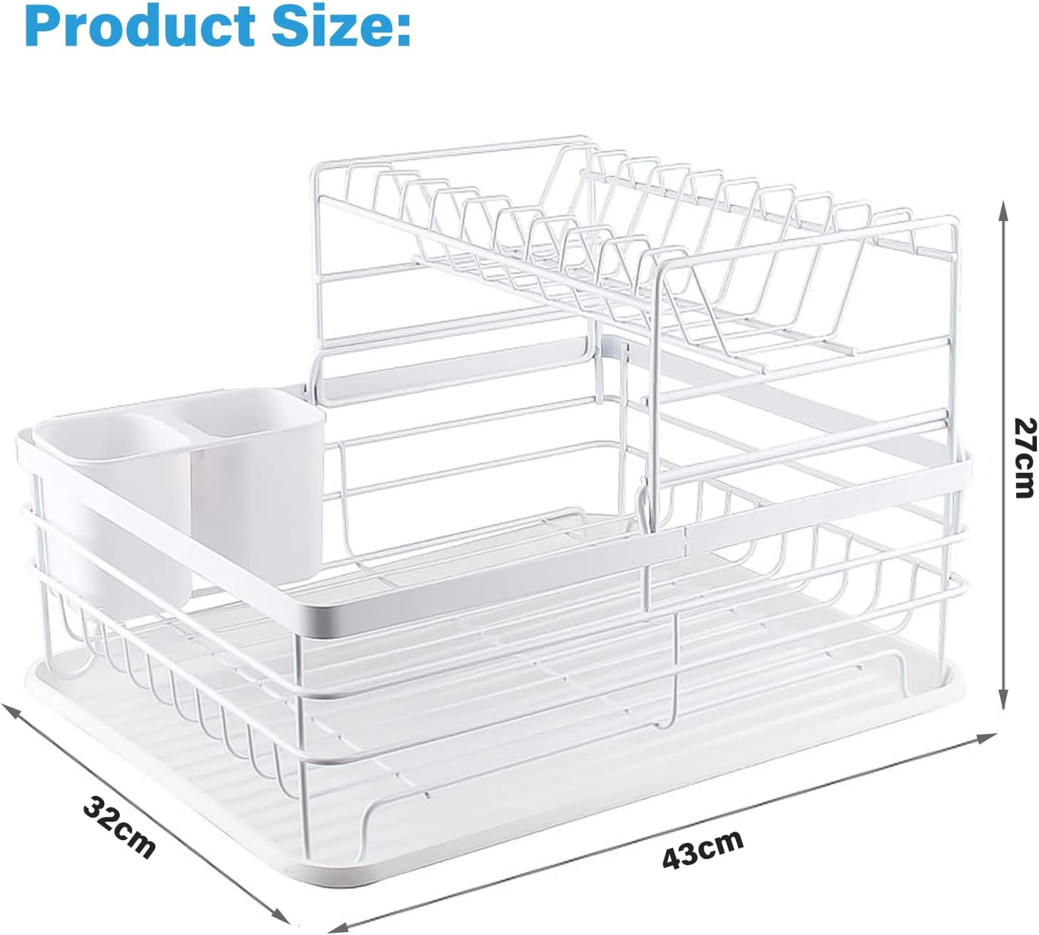 Dish Racks: CARLA HOME 2-Tier Dish Drying Rack for Kitchen Counter with Removable Drip Tray, Utensil Holder and Cutlery Organizer