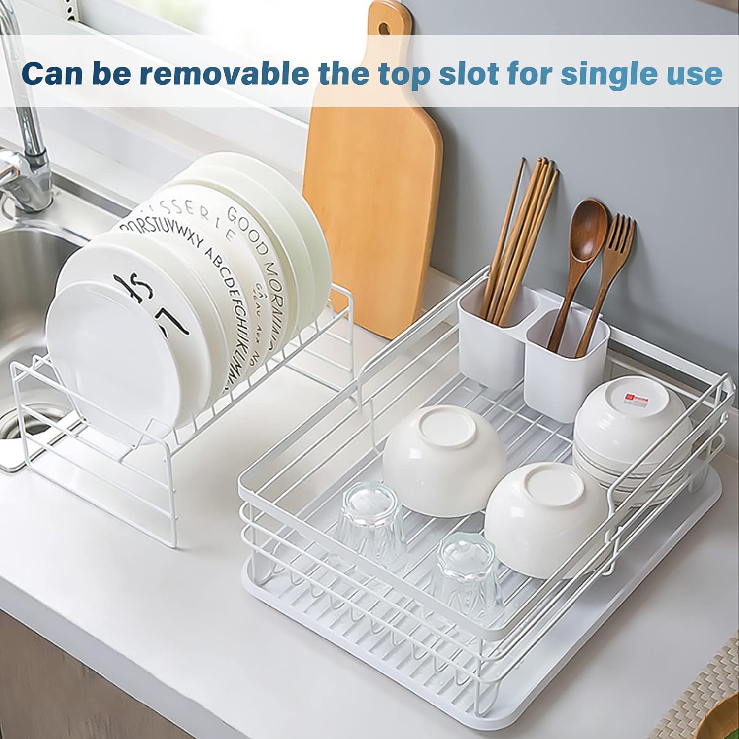 Dish Racks: CARLA HOME 2-Tier Dish Drying Rack for Kitchen Counter with Removable Drip Tray, Utensil Holder and Cutlery Organizer