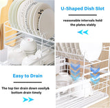 Dish Racks: CARLA HOME 2-Tier Dish Drying Rack for Kitchen Counter with Removable Drip Tray, Utensil Holder and Cutlery Organizer