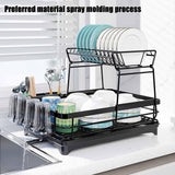 Dish Racks: CARLA HOME 2-Tier Dish Drying Rack for Kitchen Counter with Drainboard, Utensil Holder, Cup Rack & Cutlery Organizer