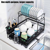 Dish Racks: CARLA HOME 2-Tier Dish Drying Rack for Kitchen Counter with Drainboard, Utensil Holder, Cup Rack & Cutlery Organizer