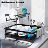 Dish Racks: CARLA HOME 2-Tier Dish Drying Rack for Kitchen Counter with Drainboard, Utensil Holder, Cup Rack & Cutlery Organizer
