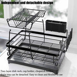 Dish Racks: CARLA HOME 2-Tier Dish Drying Rack for Kitchen Counter with Drainboard, Utensil Holder, Cup Rack & Cutlery Organizer