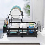 Dish Racks: CARLA HOME 2-Tier Dish Drying Rack for Kitchen Counter with Drainboard, Utensil Holder, Cup Rack & Cutlery Organizer