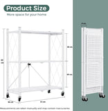 Kitchen & Dining Trolleys: CARLA HOME 3-Tier Foldable Storage Shelf with Wheels for Kitchen, Garage, Pantry or Basement (White)