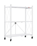 Kitchen & Dining Trolleys: CARLA HOME 3-Tier Foldable Storage Shelf with Wheels for Kitchen, Garage, Pantry or Basement (White)
