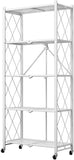 Kitchen & Dining Trolleys: CARLA HOME 5-Tier Foldable Storage Shelf with Wheels for Kitchen, Garage, Pantry or Basement (White)