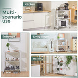 Kitchen & Dining Trolleys: CARLA HOME 5-Tier Foldable Storage Shelf with Wheels for Kitchen, Garage, Pantry or Basement (White)