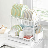 Dish Racks: CARLA HOME Dish Drying Rack 2-Tier Kitchen Drainer with Drainboard (White)
