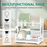 Dish Racks: CARLA HOME Dish Drying Rack 2-Tier Kitchen Drainer with Drainboard (White)