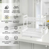 Dish Racks: CARLA HOME Dish Drying Rack 2-Tier Kitchen Drainer with Drainboard (White)