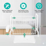Dish Racks: CARLA HOME Dish Drying Rack 2-Tier Kitchen Drainer with Drainboard (White)