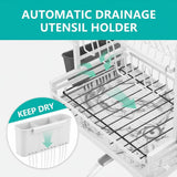 Dish Racks: CARLA HOME Dish Drying Rack 2-Tier Kitchen Drainer with Drainboard (White)