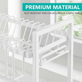 Dish Racks: CARLA HOME Dish Drying Rack 2-Tier Kitchen Drainer with Drainboard (White)