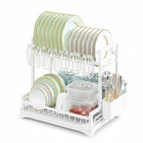 Dish Racks: CARLA HOME Dish Drying Rack 2-Tier Kitchen Drainer with Drainboard (White)