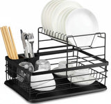 Dish Racks: CARLA HOME 2-Tier Dish Drying Rack for Kitchen Counter with Removable Drip Tray, Utensil Holder and Cutlery Organizer (Black)
