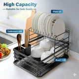 Dish Racks: CARLA HOME 2-Tier Dish Drying Rack for Kitchen Counter with Removable Drip Tray, Utensil Holder and Cutlery Organizer (Black)