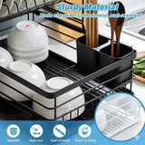 Dish Racks: CARLA HOME 2-Tier Dish Drying Rack for Kitchen Counter with Removable Drip Tray, Utensil Holder and Cutlery Organizer (Black)