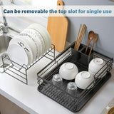 Dish Racks: CARLA HOME 2-Tier Dish Drying Rack for Kitchen Counter with Removable Drip Tray, Utensil Holder and Cutlery Organizer (Black)