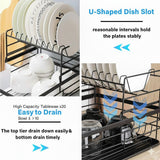 Dish Racks: CARLA HOME 2-Tier Dish Drying Rack for Kitchen Counter with Removable Drip Tray, Utensil Holder and Cutlery Organizer (Black)