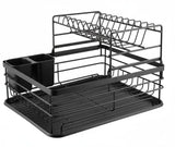 Dish Racks: CARLA HOME 2-Tier Dish Drying Rack for Kitchen Counter with Removable Drip Tray, Utensil Holder and Cutlery Organizer (Black)