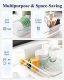 Dish Racks: CARLA HOME Dish Drying Rack for Kitchen Counter with Removable Drip Tray, Utensil Holder and Cutlery Organizer