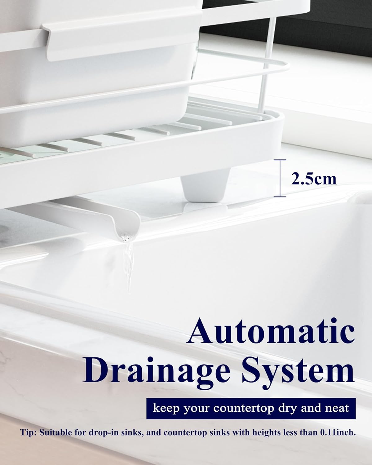 Dish Racks: CARLA HOME Dish Drying Rack for Kitchen Counter with Removable Drip Tray, Utensil Holder and Cutlery Organizer