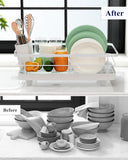 Dish Racks: CARLA HOME Dish Drying Rack for Kitchen Counter with Removable Drip Tray, Utensil Holder and Cutlery Organizer