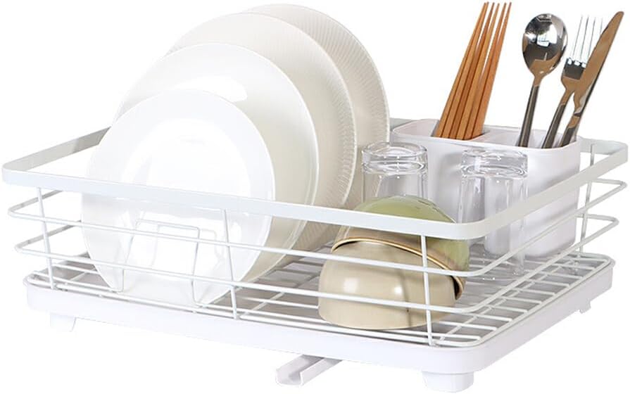 Dish Racks: CARLA HOME Dish Drying Rack for Kitchen Counter with Removable Drip Tray, Utensil Holder and Cutlery Organizer