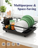 Dish Racks: CARLA HOME Dish Drying Rack for Kitchen Counter with Removable Drip Tray, Utensil Holder and Cutlery Organizer